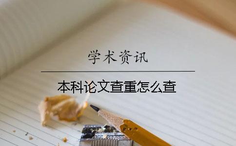 本科论文查重怎么查